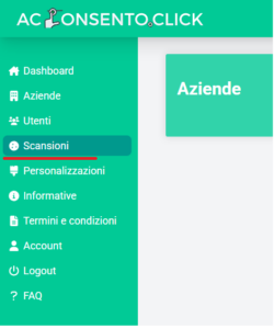 Menù di acconsento.click > scansioni