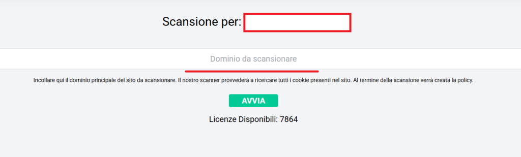 Inserisci il dominio da scansionare